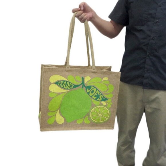NEW Trader Joe’s Citrus Jute Bag - Lemon and Lime Design 13 x 8 x 17 inches - Picture 2 of 10